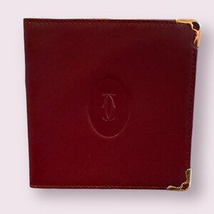 Authentic Cartier Burgundy Leather Thin Bifold Wallet | NWOT